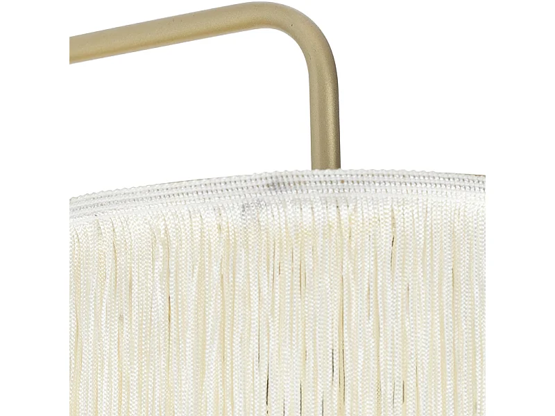 Applique murale orientale dorée avec abat-jour crème à franges - Franxa