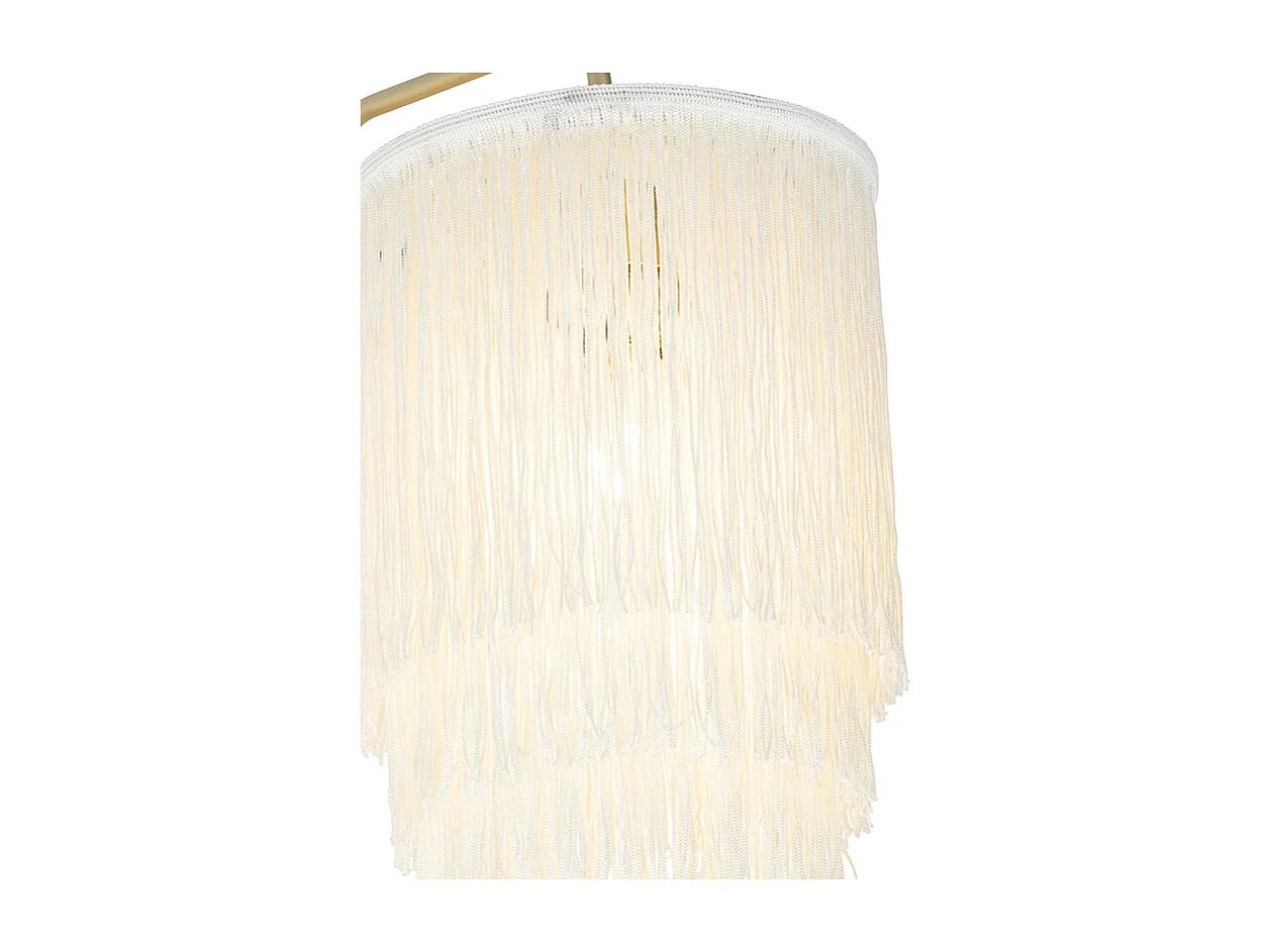 Applique murale orientale dorée avec abat-jour crème à franges - Franxa