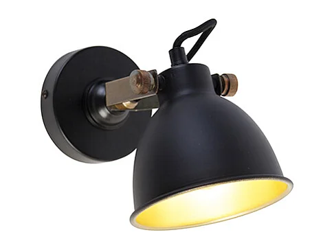 Applique industrielle noire avec or réglable - Liko