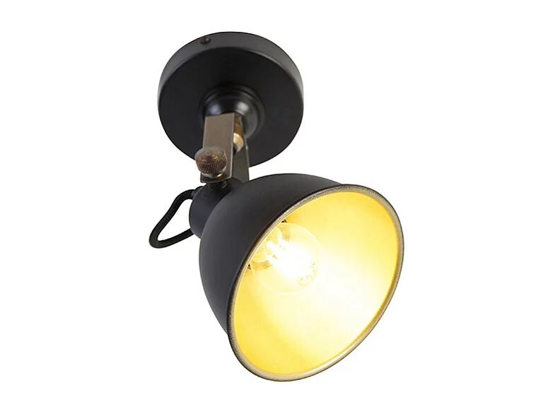 Applique industrielle noire avec or réglable - Liko