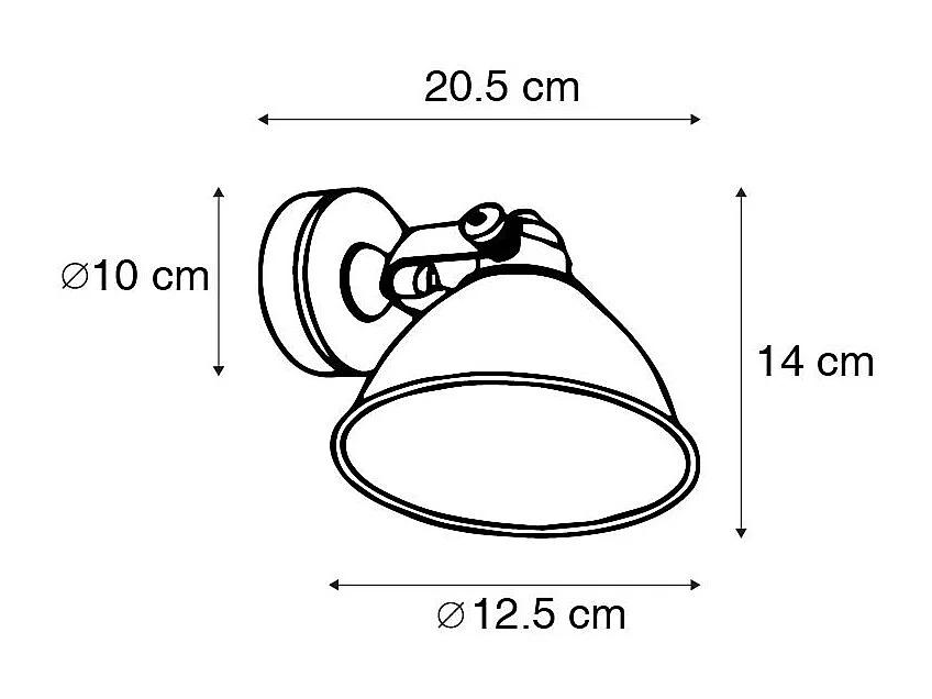 Applique industrielle noire avec or réglable - Liko