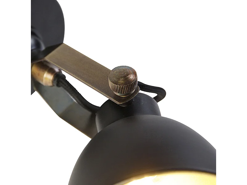 Applique murale industrielle noire avec or réglable - Liko