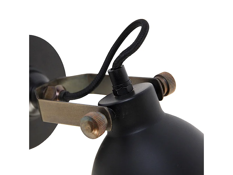 Applique murale industrielle noire avec or réglable - Liko