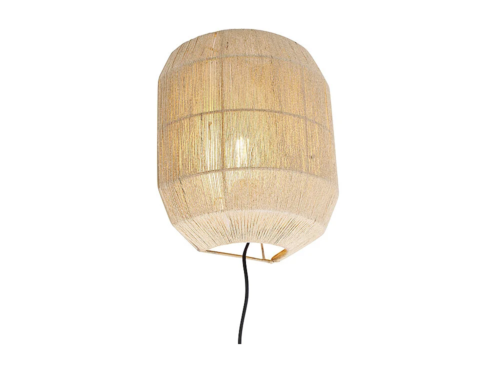 Applique murale orientale noire avec corde en jute - Riki