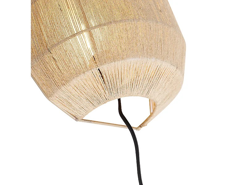 Applique murale orientale noire avec corde en jute - Riki