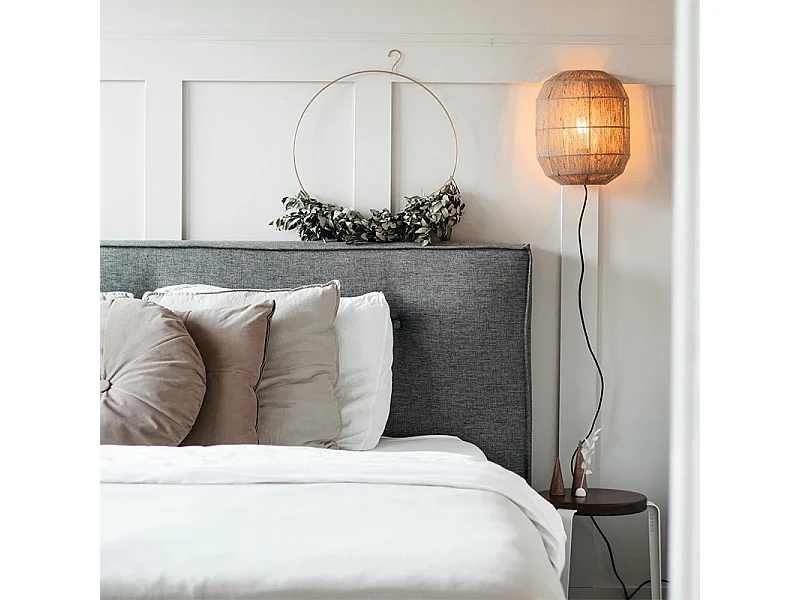 Applique murale orientale noire avec corde en jute - Riki