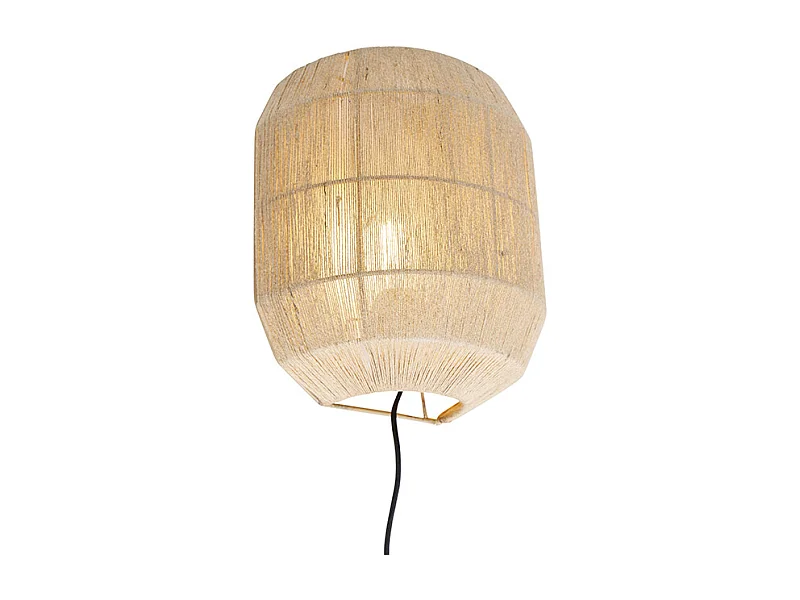 Applique murale orientale noire avec corde en jute - Riki