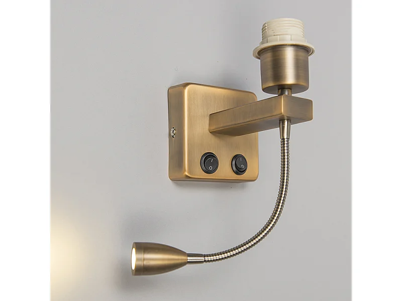 Applique murale bronze avec LED et bras de lecture - Brescia Combi