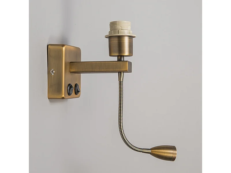 Applique murale bronze avec LED et bras de lecture - Brescia Combi