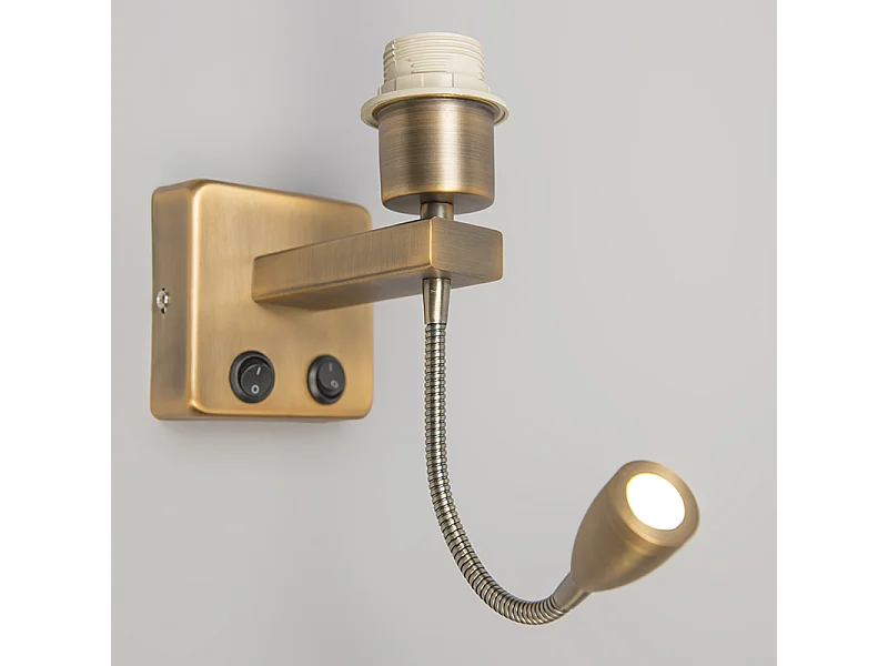 Applique murale bronze avec LED et bras de lecture - Brescia Combi