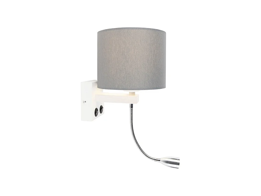 Applique moderne blanc avec abat-jour gris - Brescia