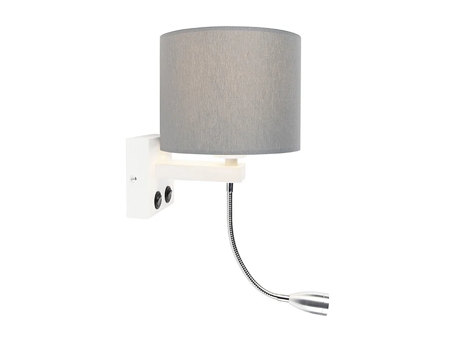 Applique moderne blanc avec abat-jour gris - Brescia