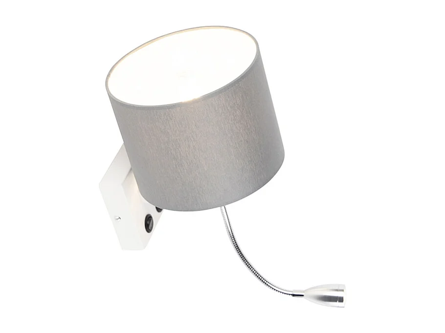 Applique moderne blanc avec abat-jour gris - Brescia