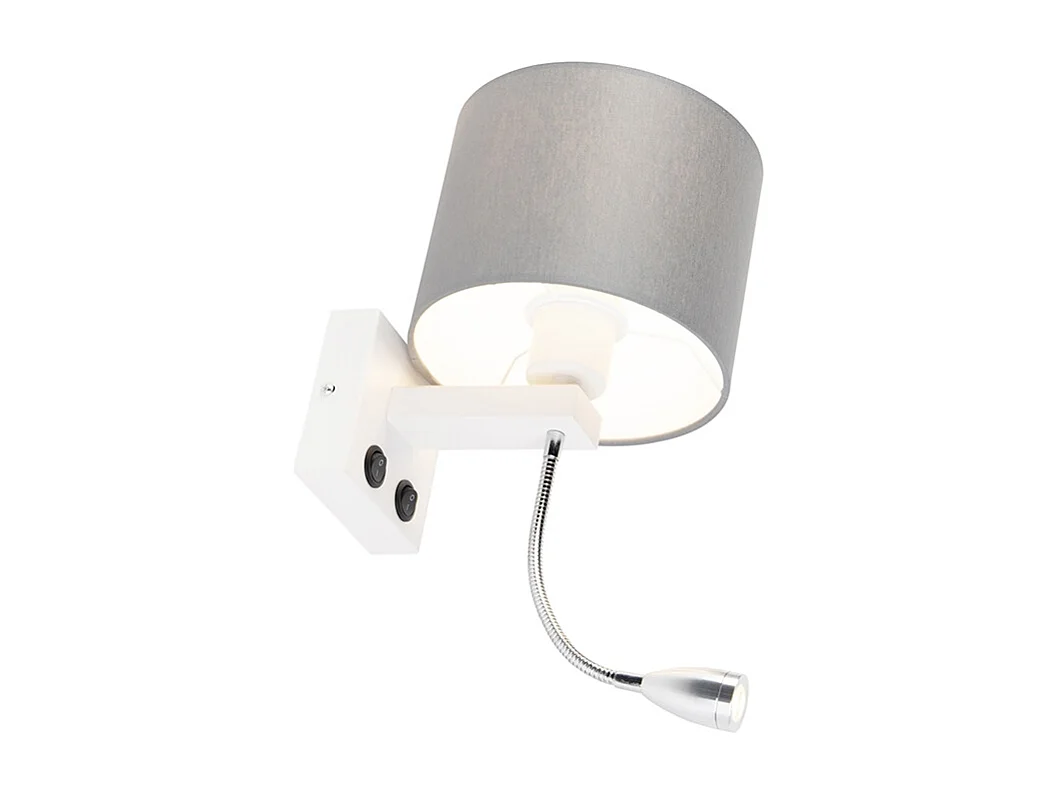 Applique murale moderne blanche avec abat-jour gris - Brescia