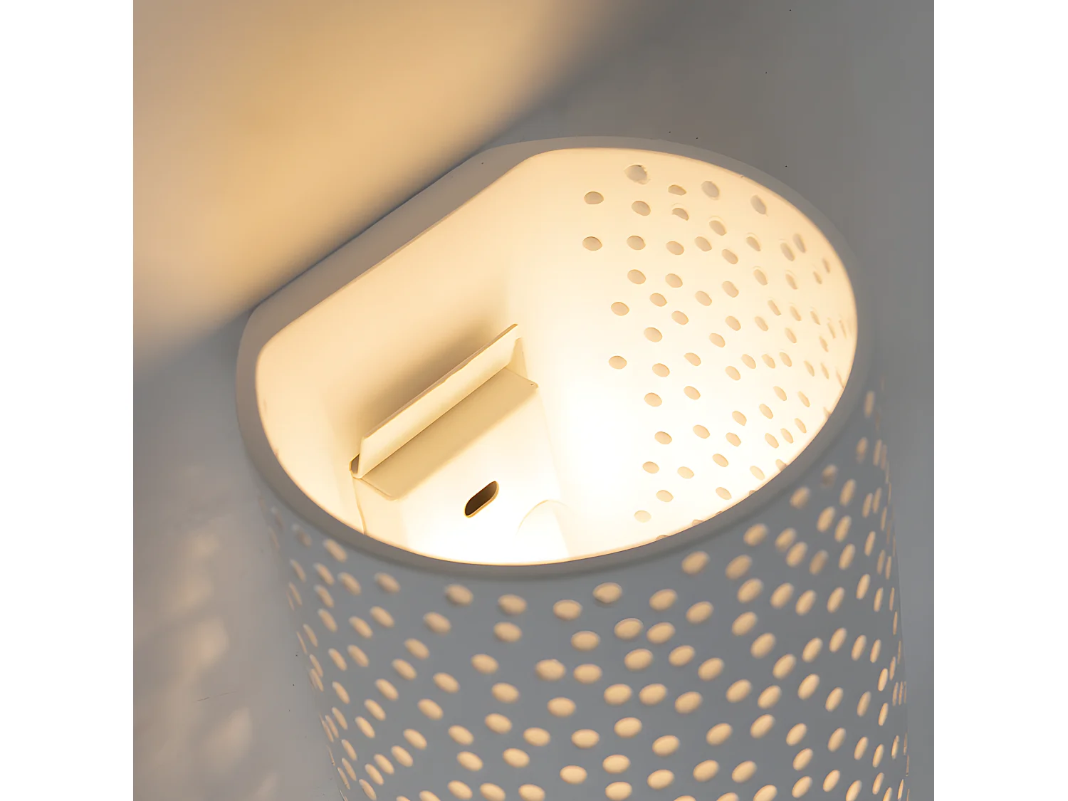 Applique vintage cylindrique en plâtre blanc - Mahou