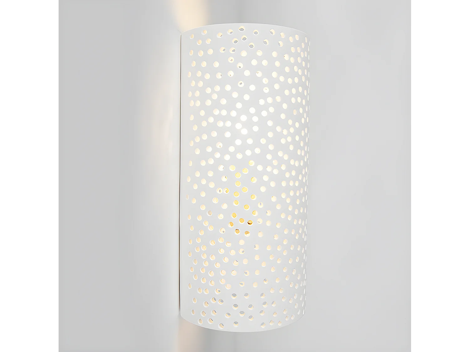 Applique vintage cylindrique en plâtre blanc - Mahou