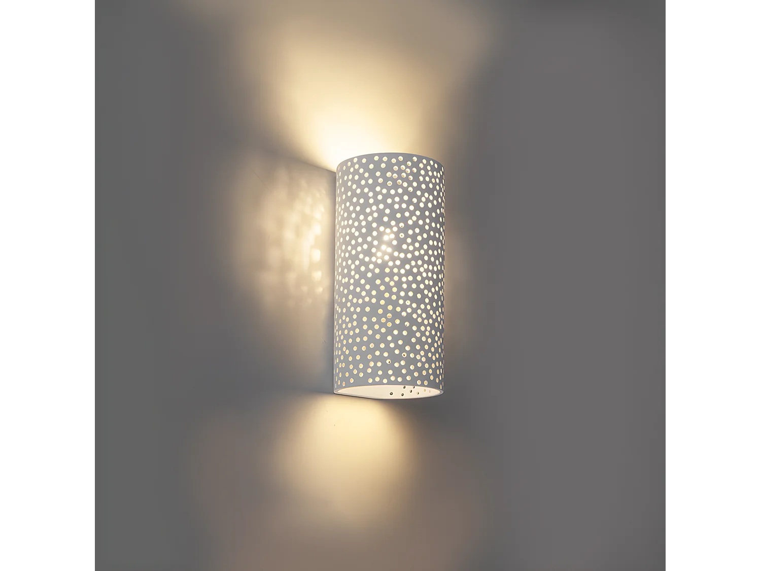 Applique vintage cylindrique en plâtre blanc - Mahou