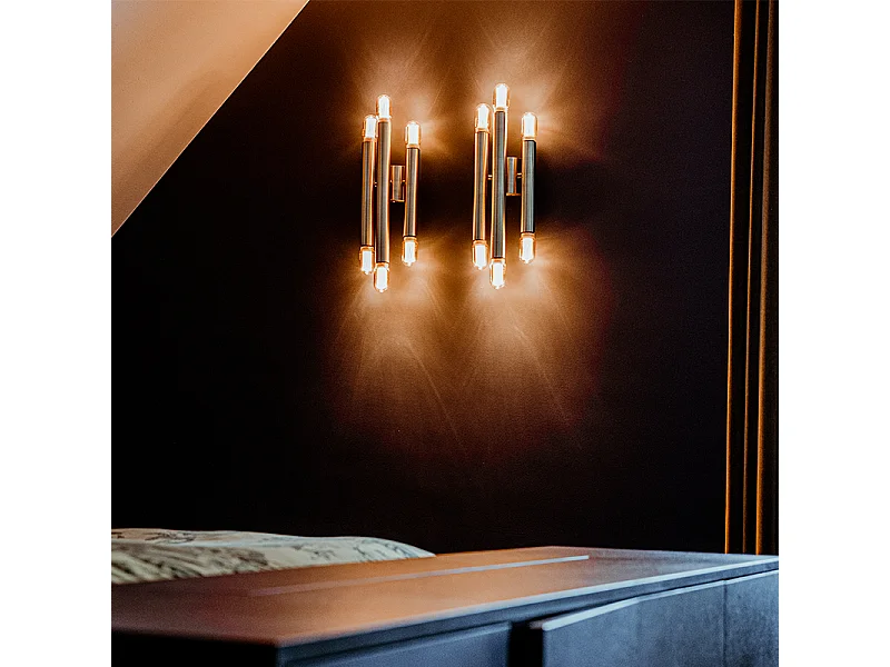 Applique murale chic d'hôtel dorée à 6 lumières - Tubi