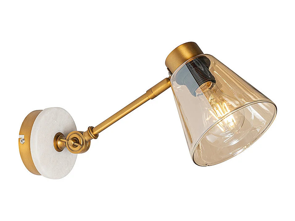 Applique art déco bronze avec marbre et verre ambré - Nina