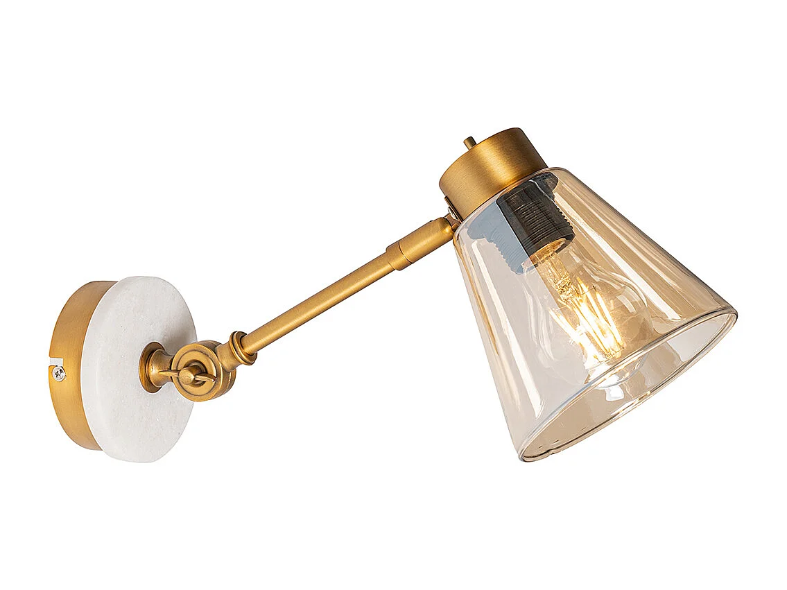 Applique art déco bronze avec marbre et verre ambré - Nina