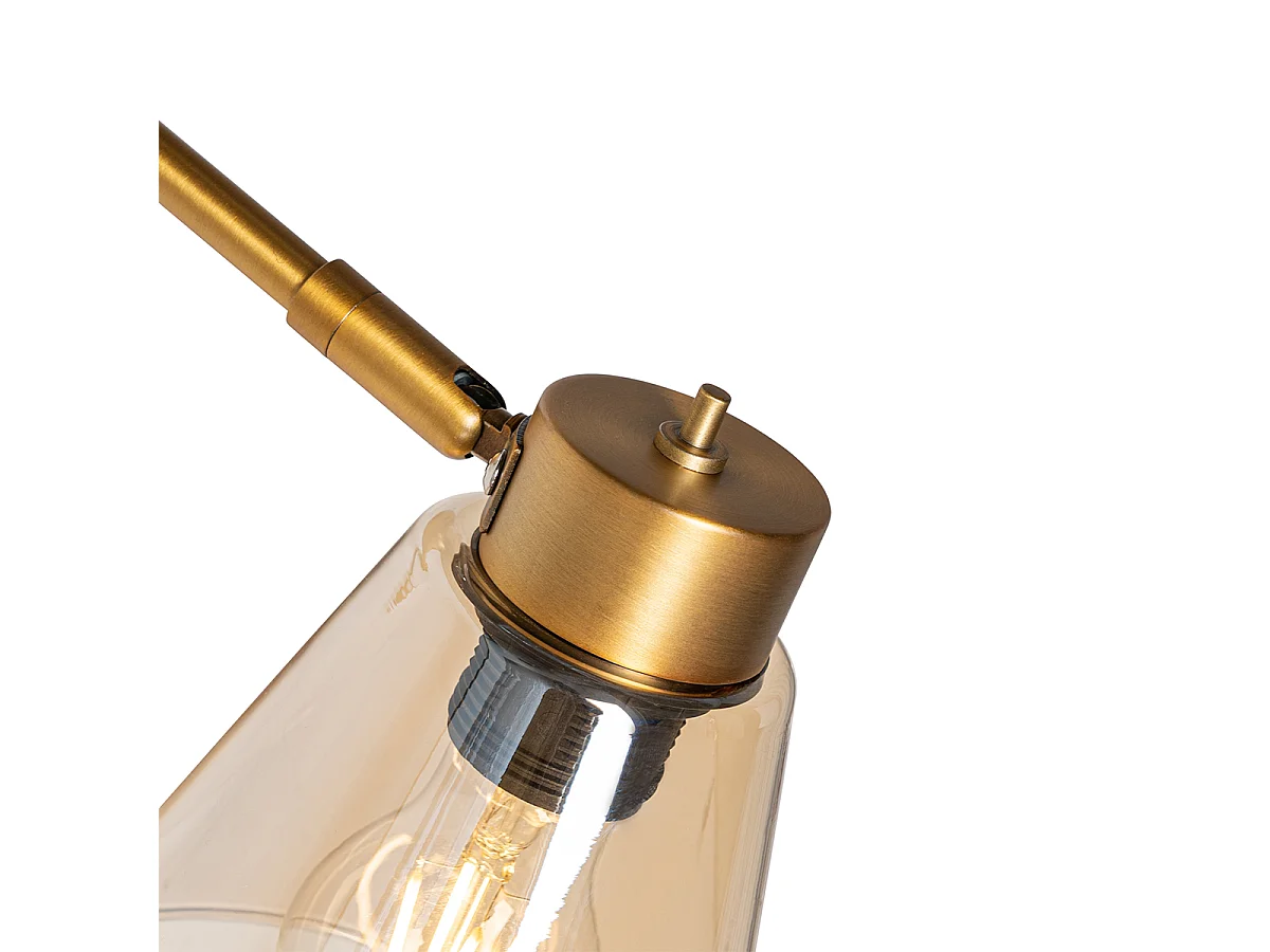 Applique murale Art déco bronze avec marbre et verre ambré - Nina