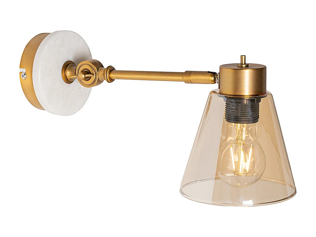 Applique murale Art déco bronze avec marbre et verre ambré - Nina