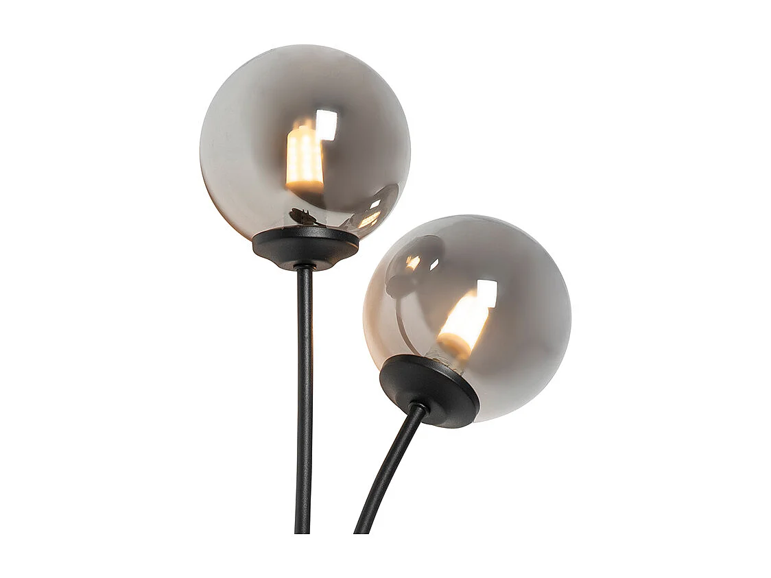 Applique murale moderne noire 2 lumières avec verre fumé - Athènes