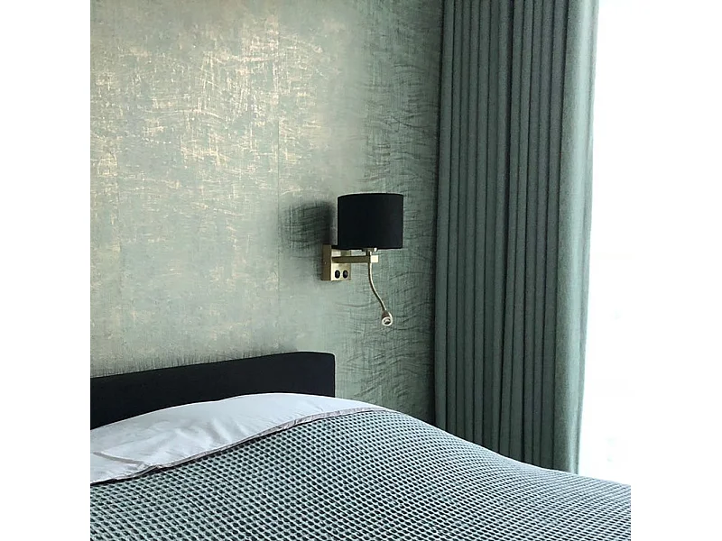 Applique murale moderne en laiton avec abat-jour en velours noir - Brescia