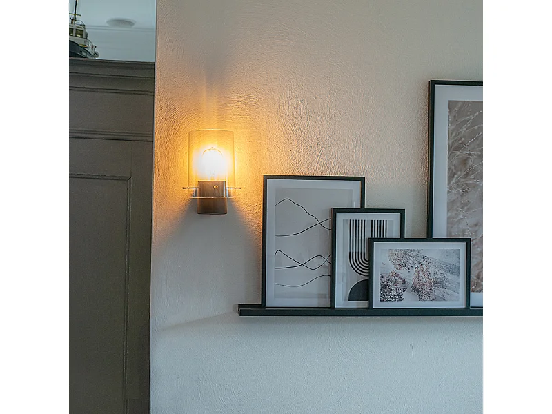 Applique moderne noire avec verre fumé - Vidra