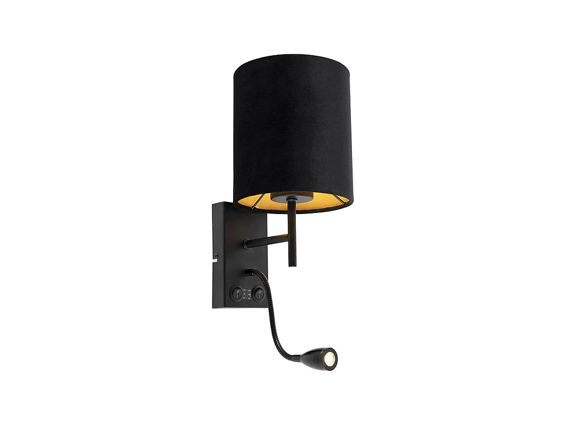 Applique Art Déco noir avec abat-jour en velours - Stacca