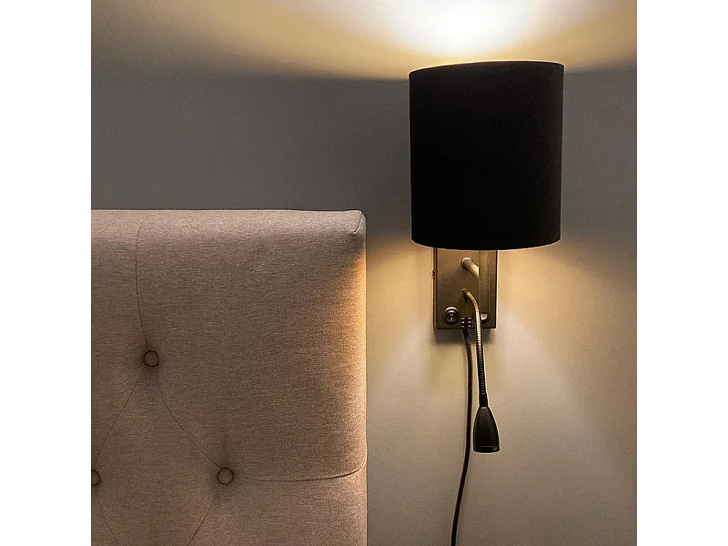 Applique murale Art déco noire avec abat-jour en velours - Stacca