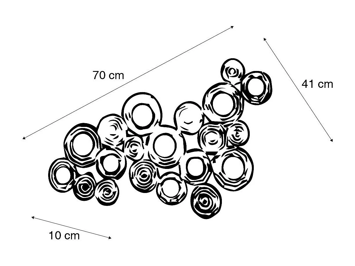 Applique Art Déco cuivre 77 cm - Cercles