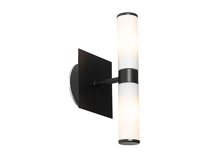 Applique murale de salle de bain moderne noire IP44 2 lumières - Bath