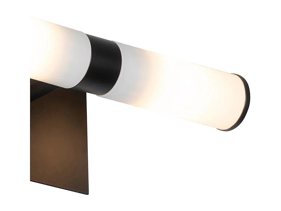 Applique murale de salle de bain moderne noire IP44 2 lumières - Bath