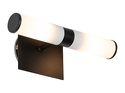 Applique murale de salle de bain moderne noire IP44 2 lumières - Bath