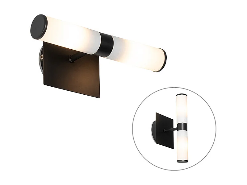 Applique murale de salle de bain moderne noire IP44 2 lumières - Bath