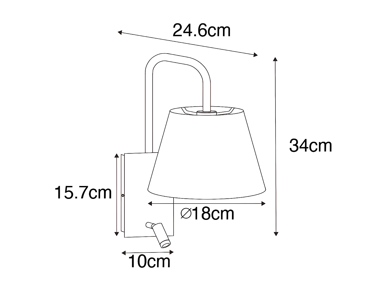 Applique moderne noire et doré avec liseuse - Renier