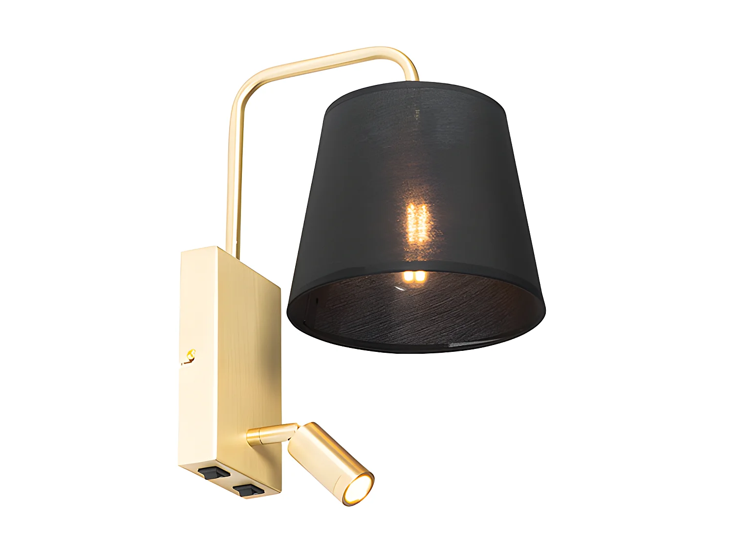 Applique moderne noire et doré avec liseuse - Renier