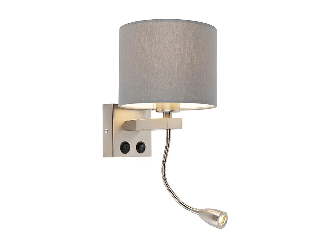 Applique moderne en acier avec abat-jour gris - Brescia