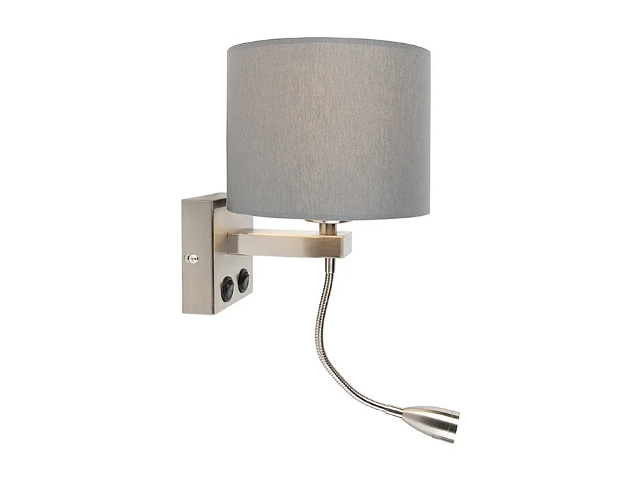 Applique moderne en acier avec abat-jour gris - Brescia