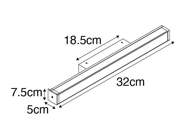 Applique murale de salle de bain en laiton 32 cm avec LED IP44 - Cascada