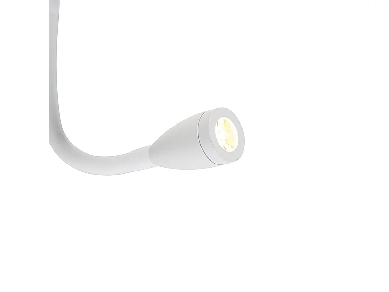 Applique moderne blanche avec USB et bras flexible - Flero