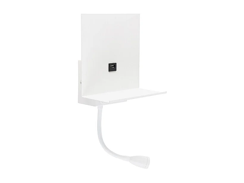 Applique moderne blanche avec USB et bras flexible - Flero