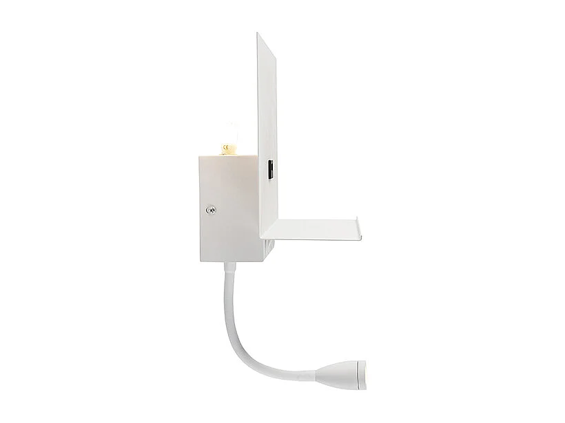 Applique murale moderne blanche avec USB et bras flexible - Flero