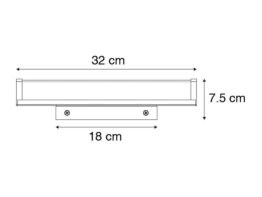 Applique murale de salle de bain en acier 32 cm avec LED IP44 - Cascada