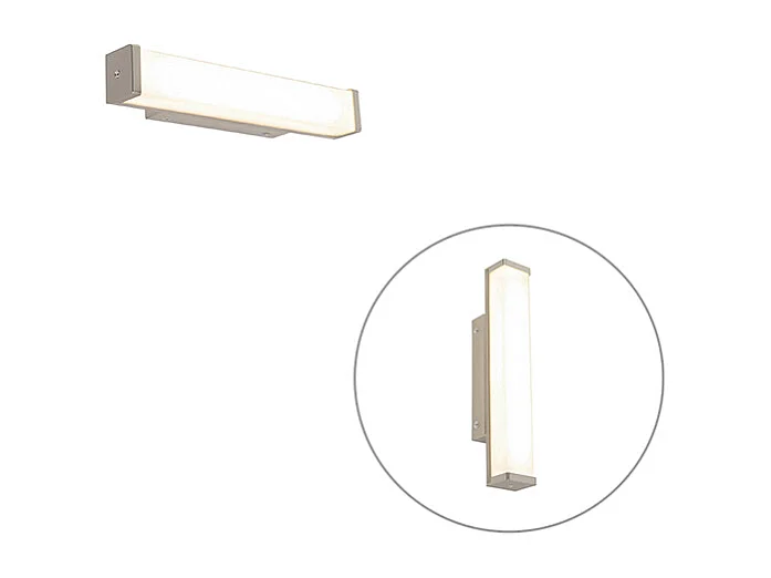 Applique murale de salle de bain en acier 32 cm avec LED IP44 - Cascada