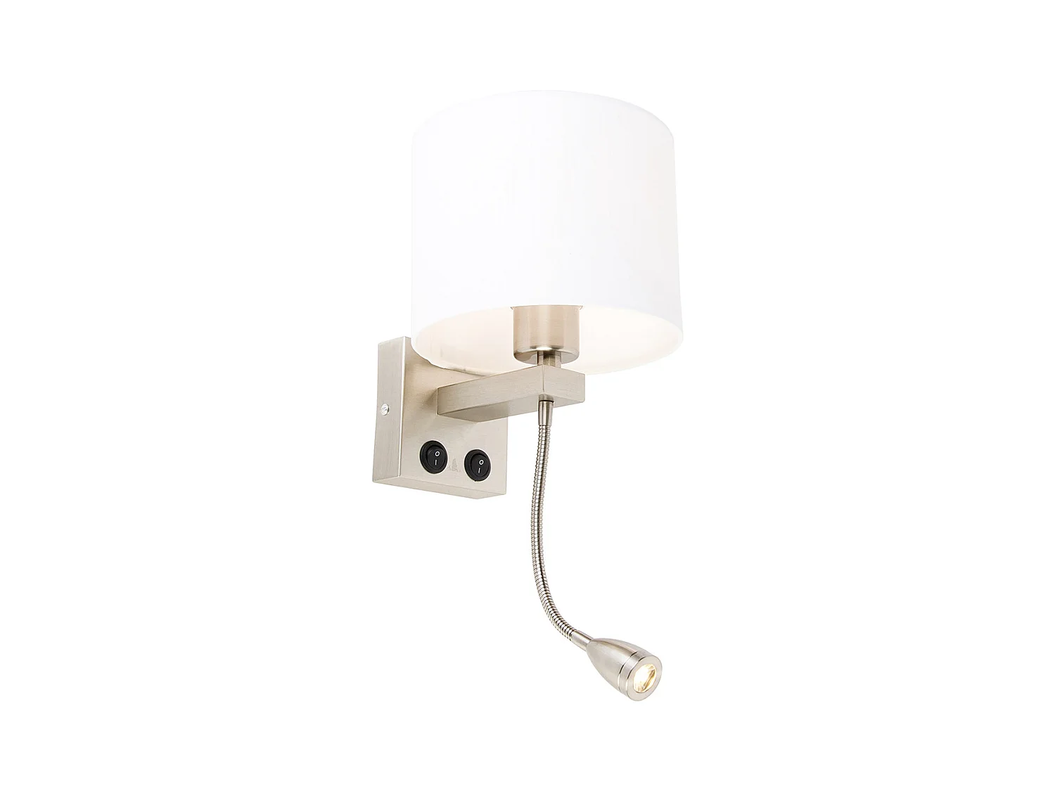 Applique acier avec bras flexible et abat-jour blanc 18 cm - Brescia Combi
