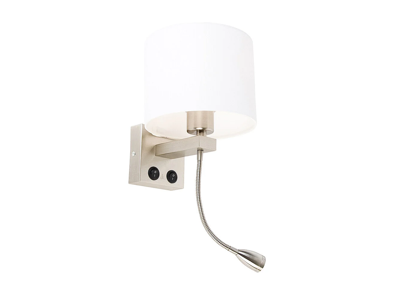 Applique murale en acier avec bras flexible et abat-jour blanc 18 cm - Brescia Combi