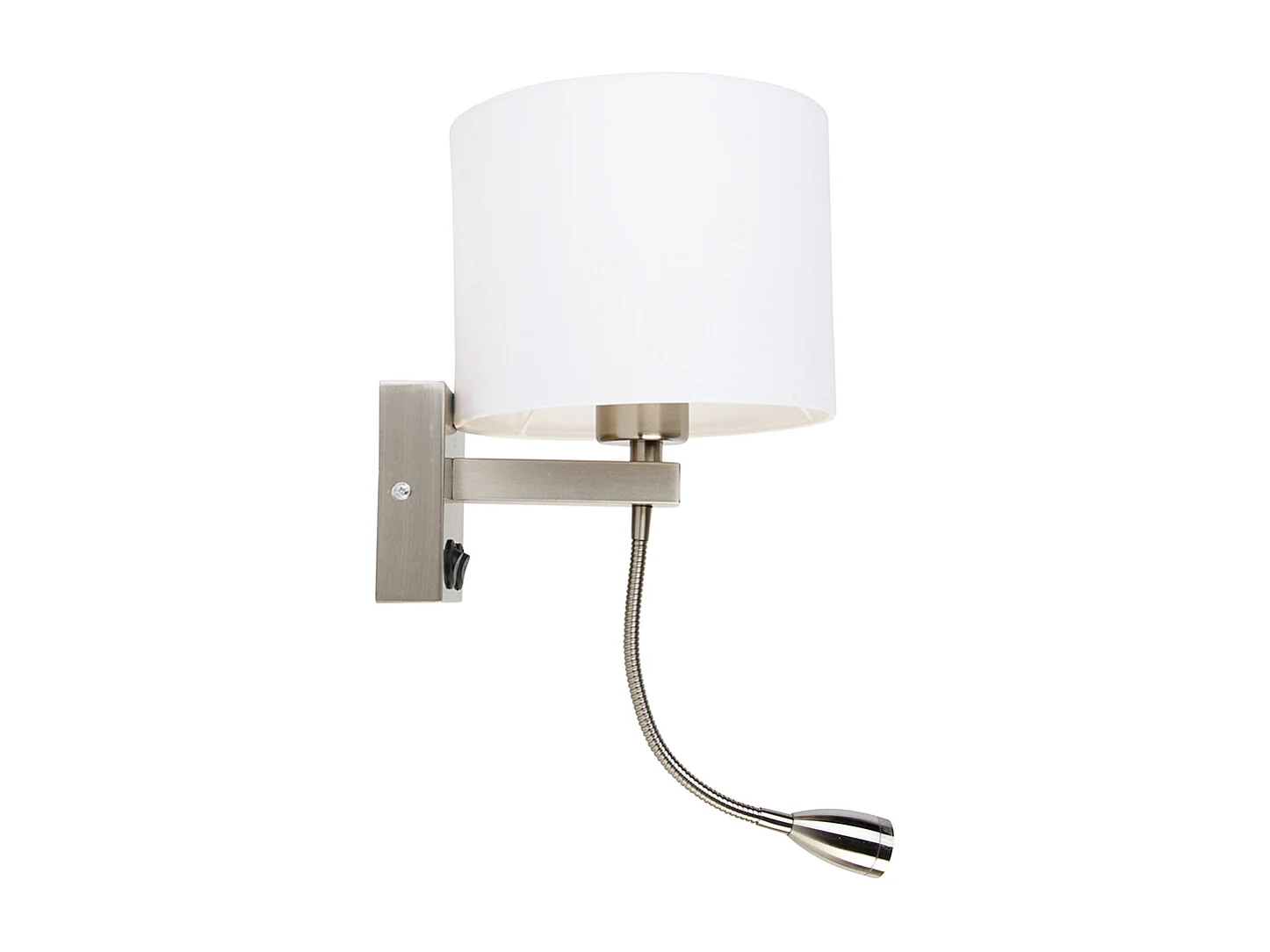 Applique murale en acier avec bras flexible et abat-jour blanc 18 cm - Brescia Combi