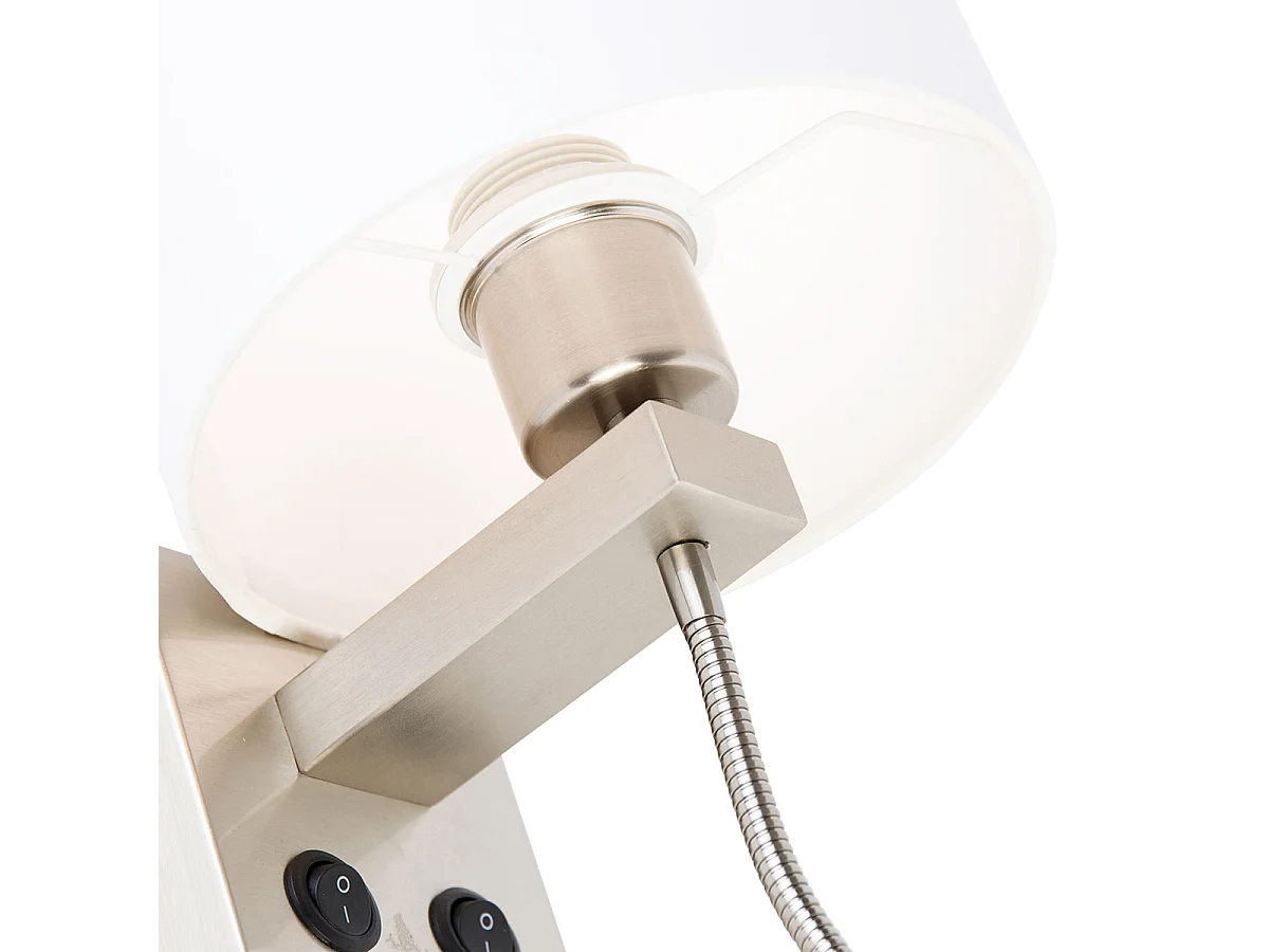 Applique murale en acier avec bras flexible et abat-jour blanc 18 cm - Brescia Combi